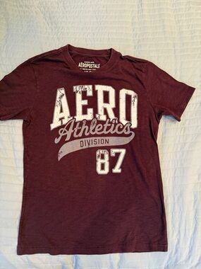 Aeropostale Maroon Graphic 'Aero Athletics' Short Sleeve Tee